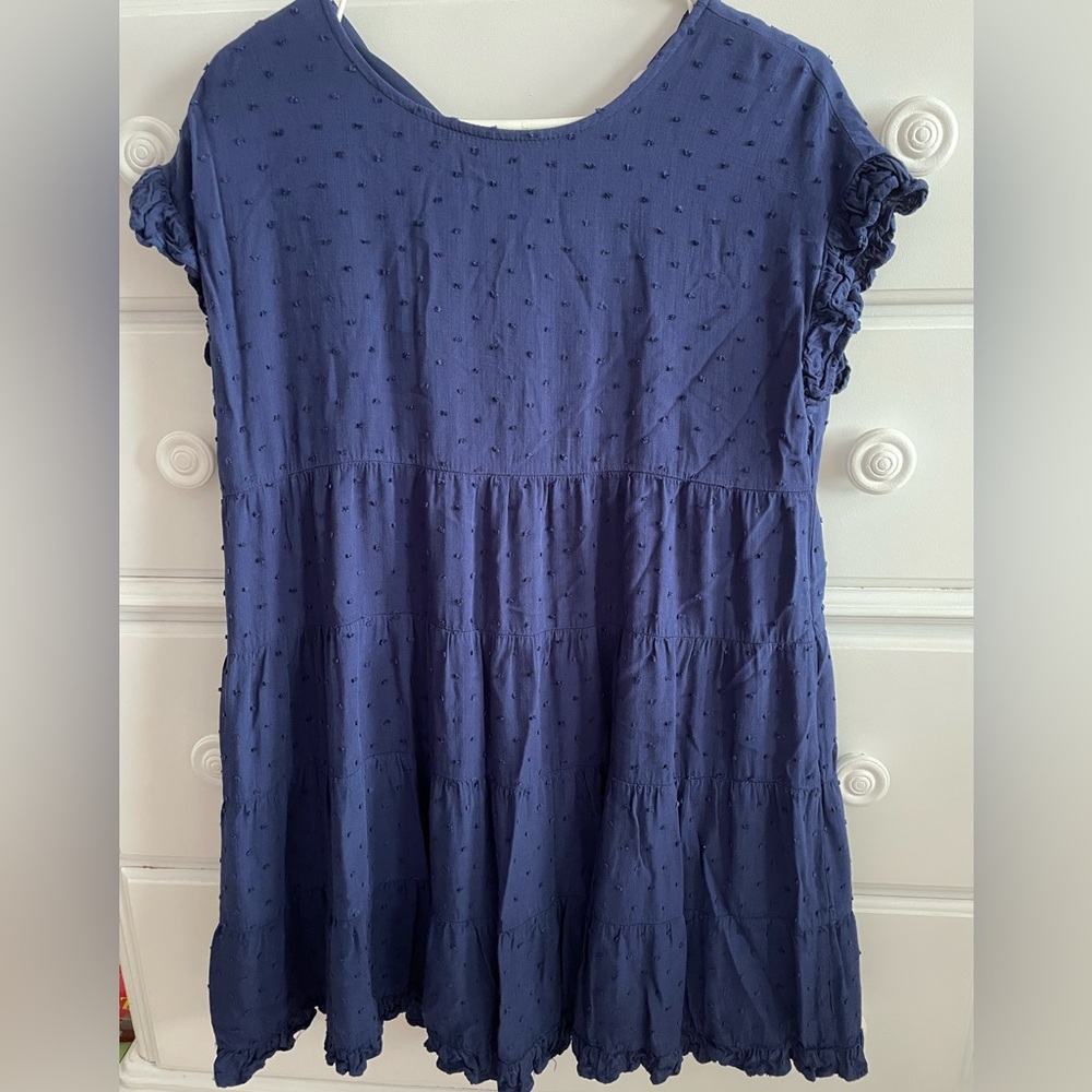 Emory Park Deep Navy Blue Dress with Ruffle Sleeves